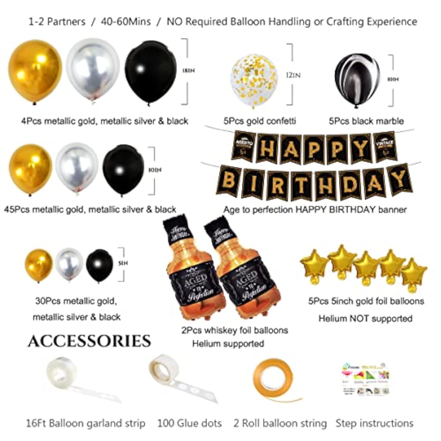 Whiskey Balloon Garland Kit: Aged to Perfection Birthday Party Decor