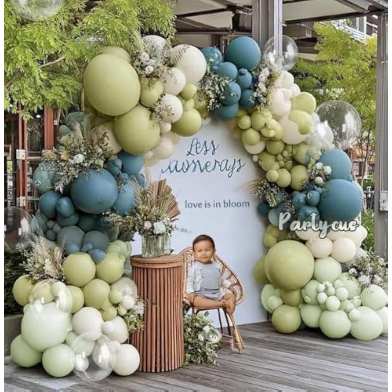 Dusty Blue Green Balloon Arch Kit: Boho Party Decor
