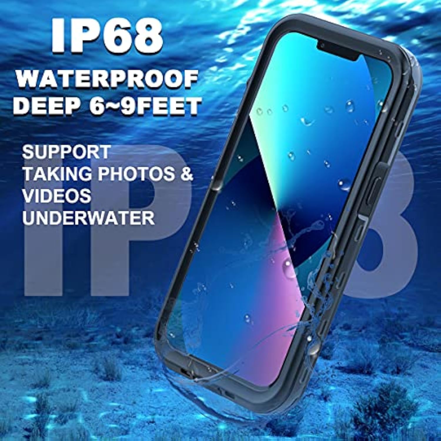 Waterproof Case For Iphone 13 Mini 5.4 Inch Snowproof Dustproof Shockproof Ip68 Certified Full Body Protection Fully Waterproof Underwater Protection Protective Case For Iphone 13 Mini