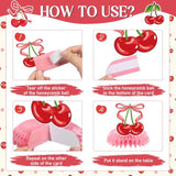 Cherry Birthday Party Decorations - 9 Pcs Pink Bow Honeycomb Centerpieces For Girls Women Sweet Cherries Table Ornaments Sets Happy Paper Fruit Theme Supplies Red Coquette Display Decors