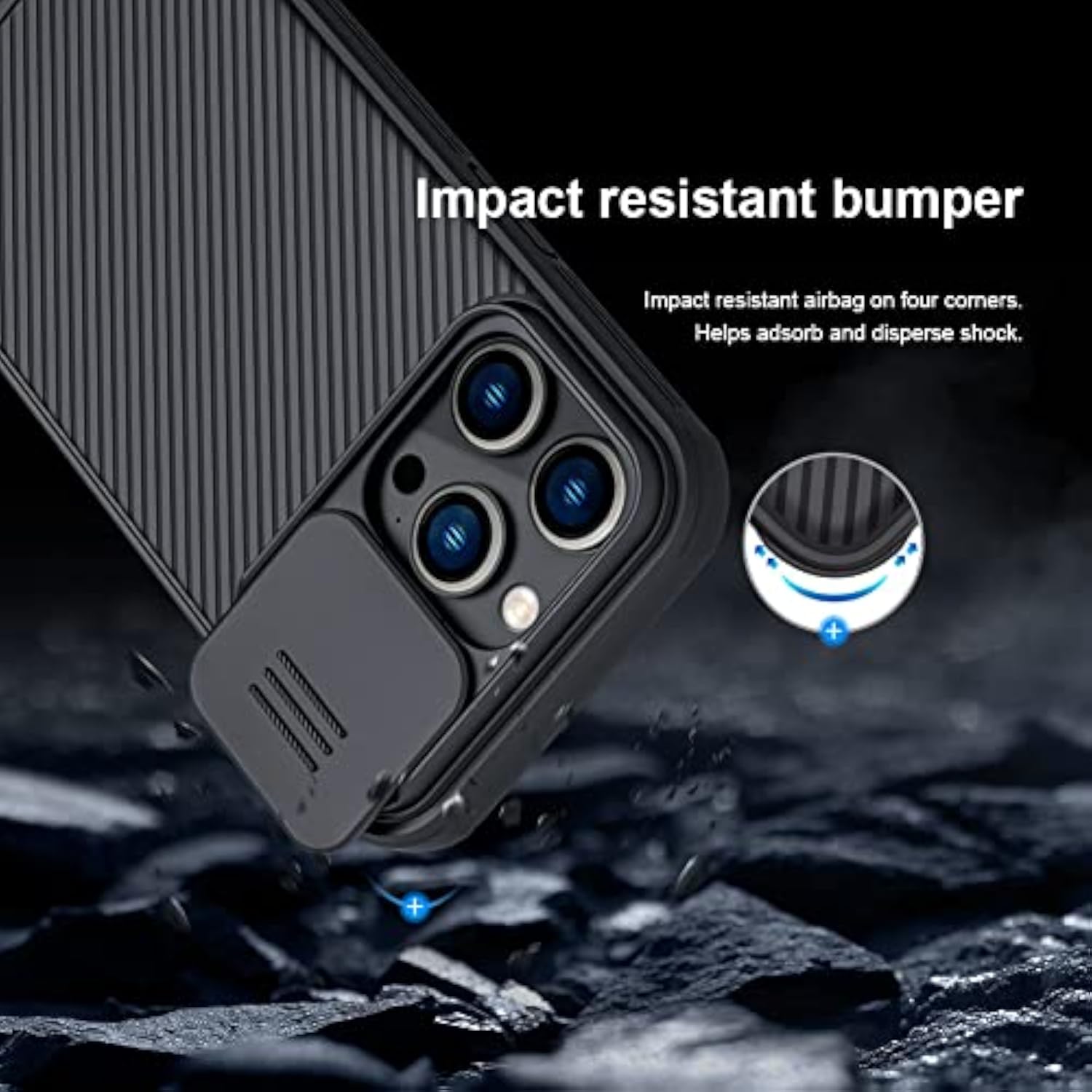 iPhone 14 Pro Max Polycarbonate Protective Case with Camera Cover - Black