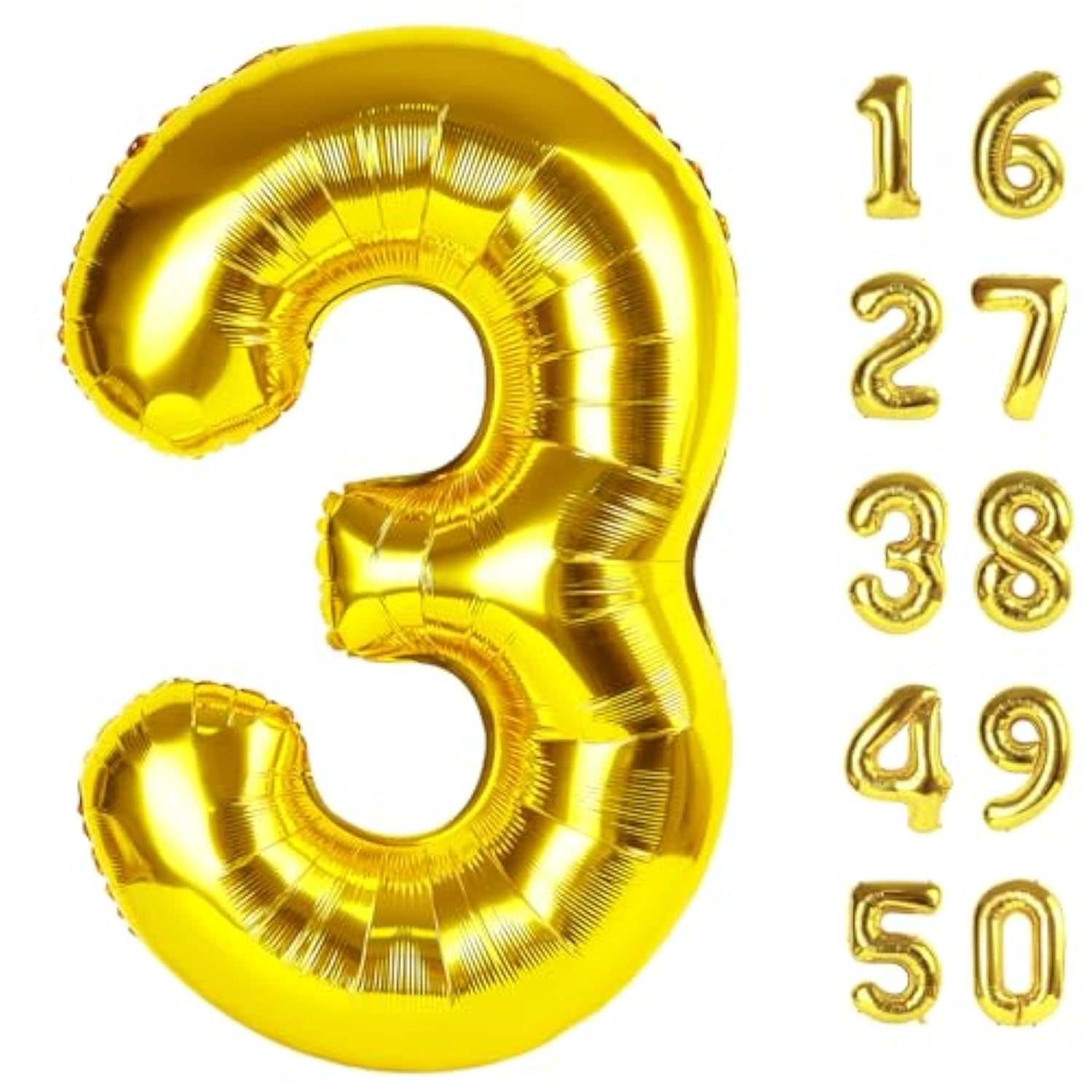 40 Inch Gold Balloon Number 3 Balloon,Number Balloons Gold Big Giant Jumbo Number 3 Foil Mylar Balloons For 13Th Birthday Party Anniversary Events,Wedding Anniversary Party Decorations