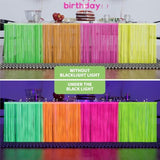 Glow In The Dark Party Supplies 4Pack 12Pcs Fluorescent Macaron Wavy Tinsel Foil Fringe Table Skirts Neon Party Decors Uv Backdrop Curtains Streamer Perfect Glow Party Decorations For Wedding Birthday