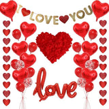 I Love You Ballons Decorations - Valentine Day Party Supplies Heart Balloons Kit 500 Pcs Silk Red Rose Petals For I Love You Decoration For Anniversary Confession Proposal Wedding Valentine Day