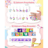 196Pcs Unicorn Party Favors Party Supplies Keychain Slap Bracelet Tattoo Sticker Goodie Bag Stuffers, Unicorn Pinata Filler For Girl Kid Birthday Pary