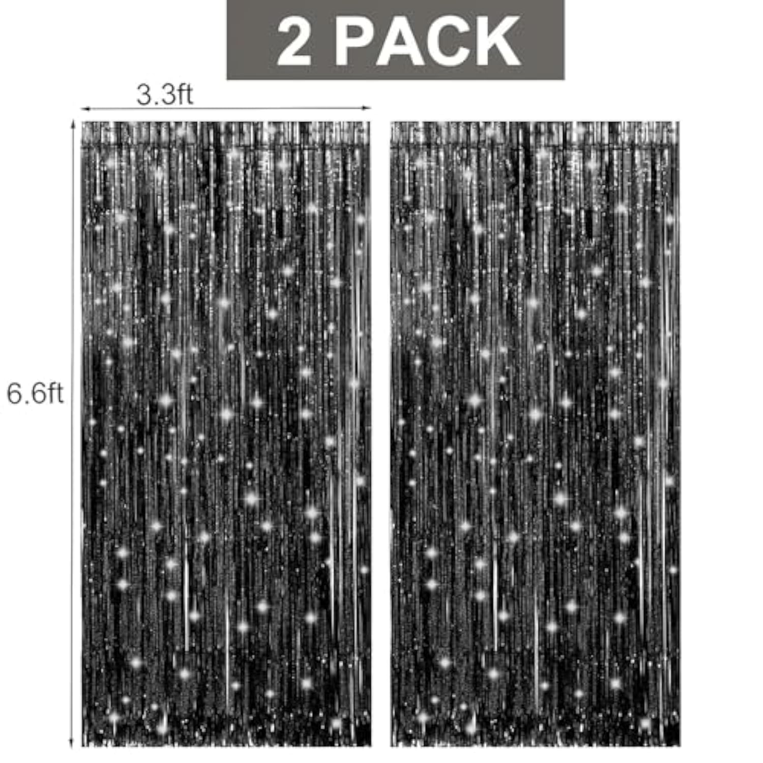 Silver And Black Happy Birthday Decorations For Boys Men Girls Women, Foil Happy Birthday Banner, Fringe Curtains, Star Balloons For Him Her 13Th 16Th 18Th 20Th 21St 25Th 30Th 40Th 50Th 60Th Birthday