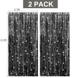 Silver And Black Happy Birthday Decorations For Boys Men Girls Women, Foil Happy Birthday Banner, Fringe Curtains, Star Balloons For Him Her 13Th 16Th 18Th 20Th 21St 25Th 30Th 40Th 50Th 60Th Birthday