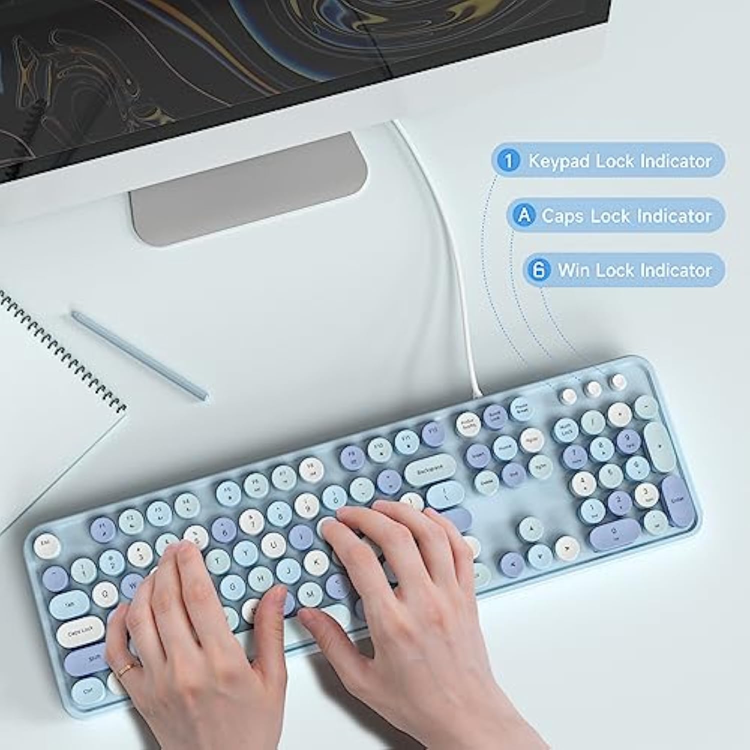 Usb Wired Computer Keyboard - Retro Typewriter Keyboard - Full Size Office Key