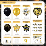 New Years Eve Party Supplies 2026, Black Gold 2026 Happy New Years Decorations Set Happy New Year Banner, Hats, Glasses, Blowouts, Latex Balloons, Curtains, Numbers 2026 Balloons, New Year Photo Props