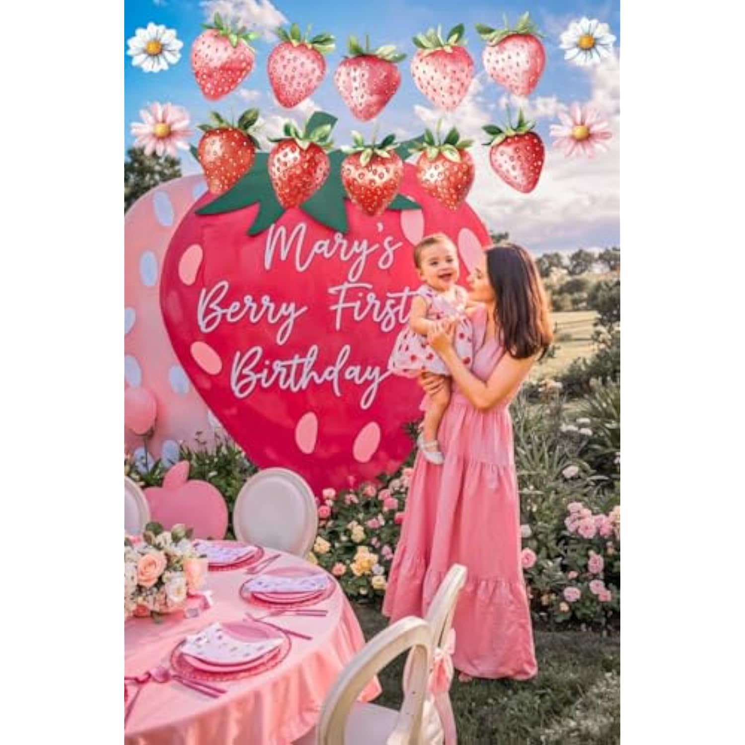 Berry Hanging Swirl Banner, Strawberry Sweet Banner For Fruit, First Birthday, Baby Shower Party Decorations Favors Supplies.(28Pcs)