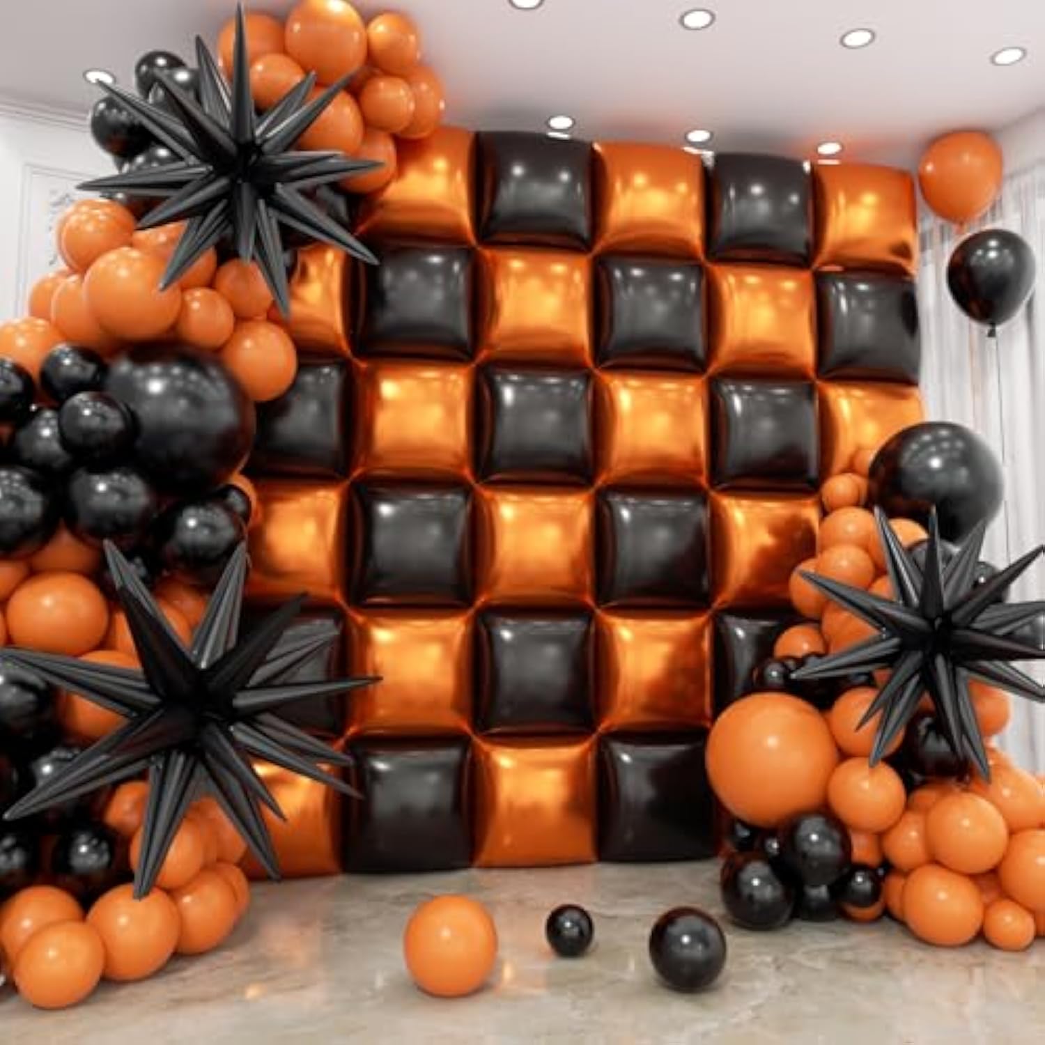 Halloween Balloon Garland Kit: Black & Orange Foil Balloons, Party Arch