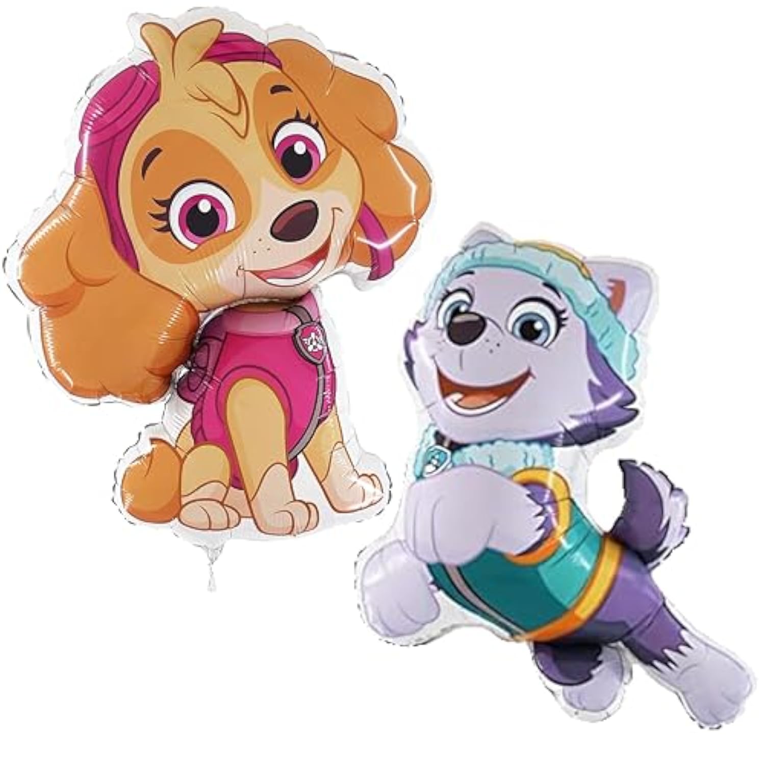 Pack Of 2 - Paw Patrol Foil Balloon Pack - 1 X 32" Skye & 1 X 34" Avalanche/Everest Shaped Character Foil Balloons