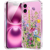 For Iphone 16 Case With Screen Protector, Enhanced Camera Protection, Crystal Clear Cover With Fashionable Designs For Girls Women, Slim Fit Protective Phone Case 6.1" Blooming Flowers