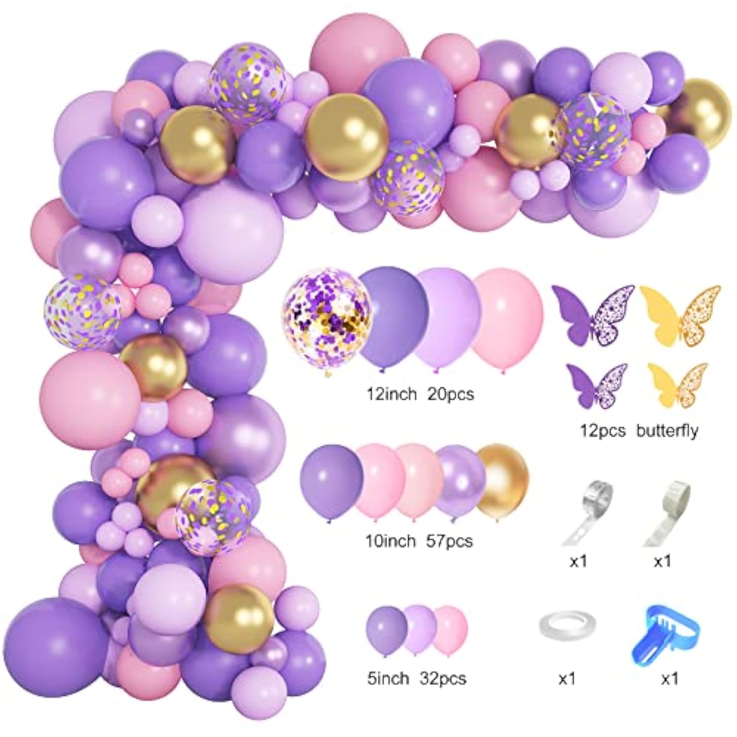 Purple Pink Butterfly Balloon Garland Arch Kit, Butterfly Baby Shower