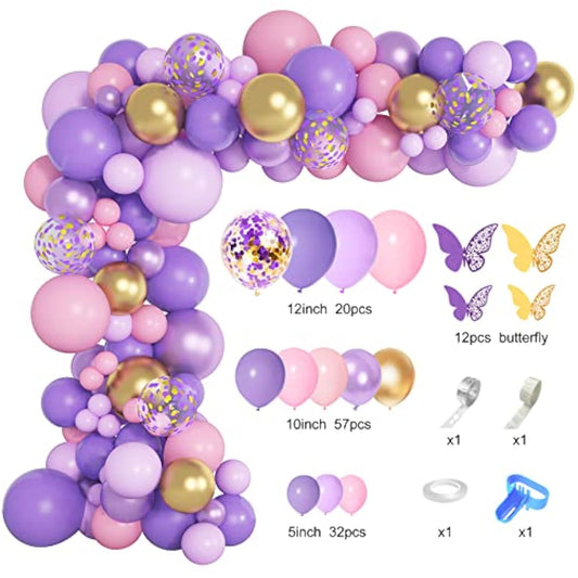 Purple Pink Butterfly Balloon Garland Arch Kit, Butterfly Baby Shower