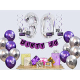 30Th Birthday Purple Party Pack - 30Th Birthday Banner, Balloon And Swirls Pack- Birthday Decorations - 30Th Birthday Party Supplies, Favors And Gifts