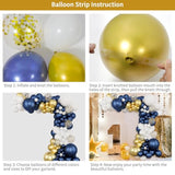 174Pcs Navy Blue Gold Balloons Garland Arch Kit, Metallic Gold Latex White Confetti Mixed Sizes Balloons Foil Balloons For Baby Shower Birthday Party Wedding Graduation Decoration