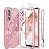 Magnetic Plated Gold Clear TPU Case for Samsung Galaxy A37 - Pink