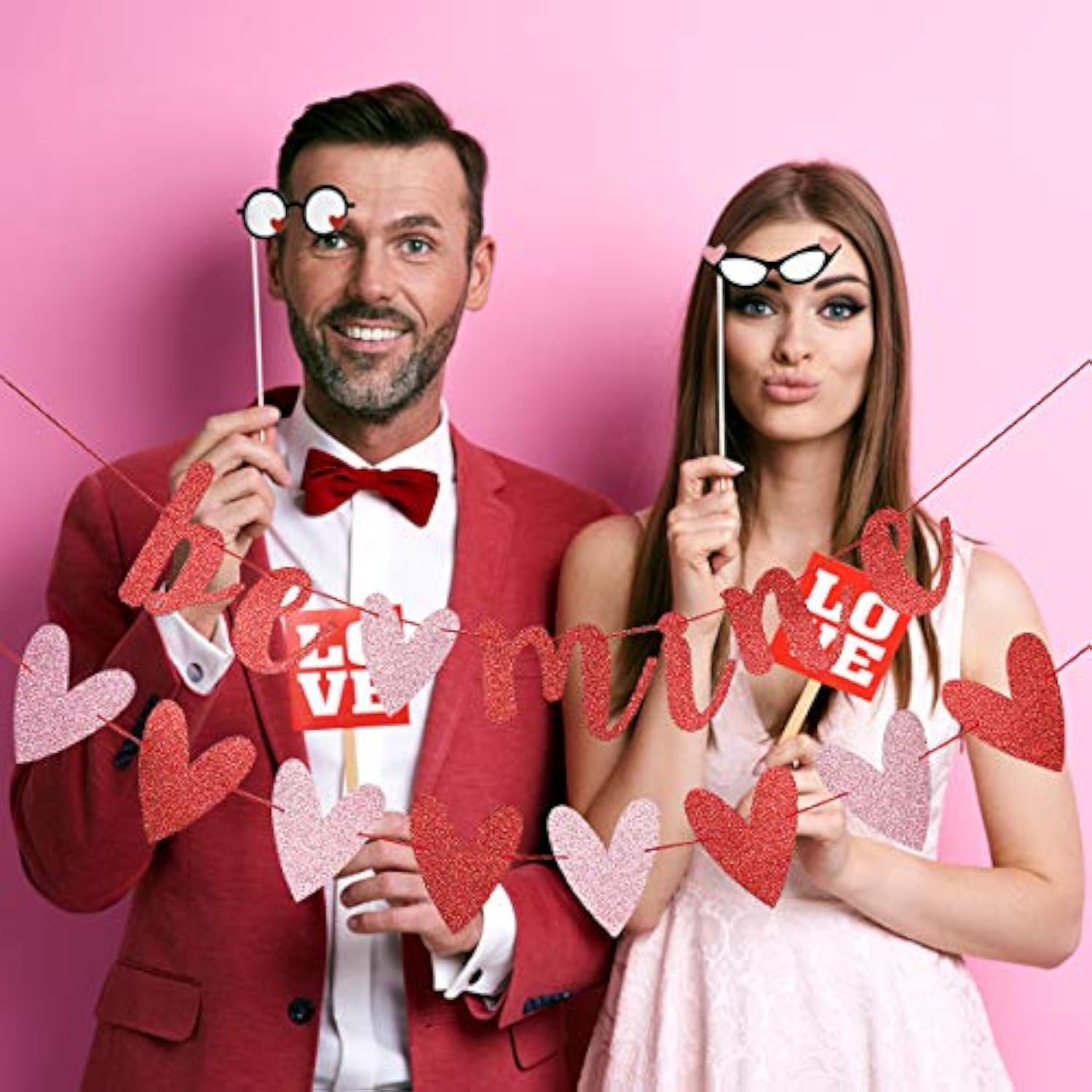 Red Glitter Be Mine Banner And Red Pink Valentines Heart Banner Valent