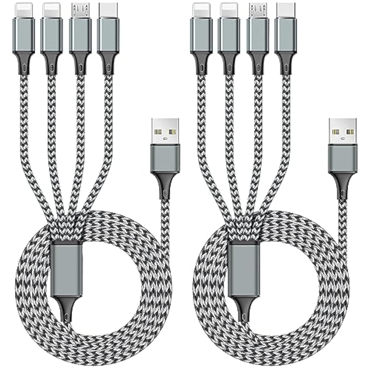 Multi Charging Cable 6Ft 2Pack Multi Charger Cable 4 In 1 Universal Multiple U