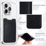 2-Pack Leather Stick-On Phone Wallet, Double Pocket for iPhone, Android - Black
