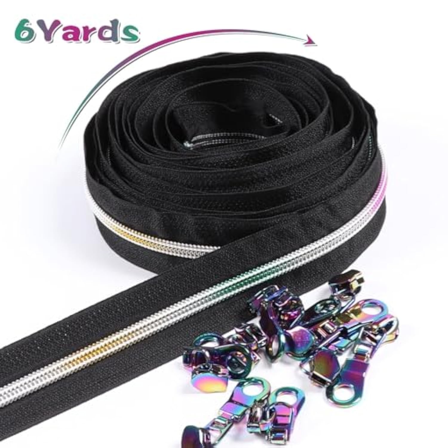 Zipper Tape By The Yard #5 With Pulls-Bulk Nylon Coil Zipper By The Ya