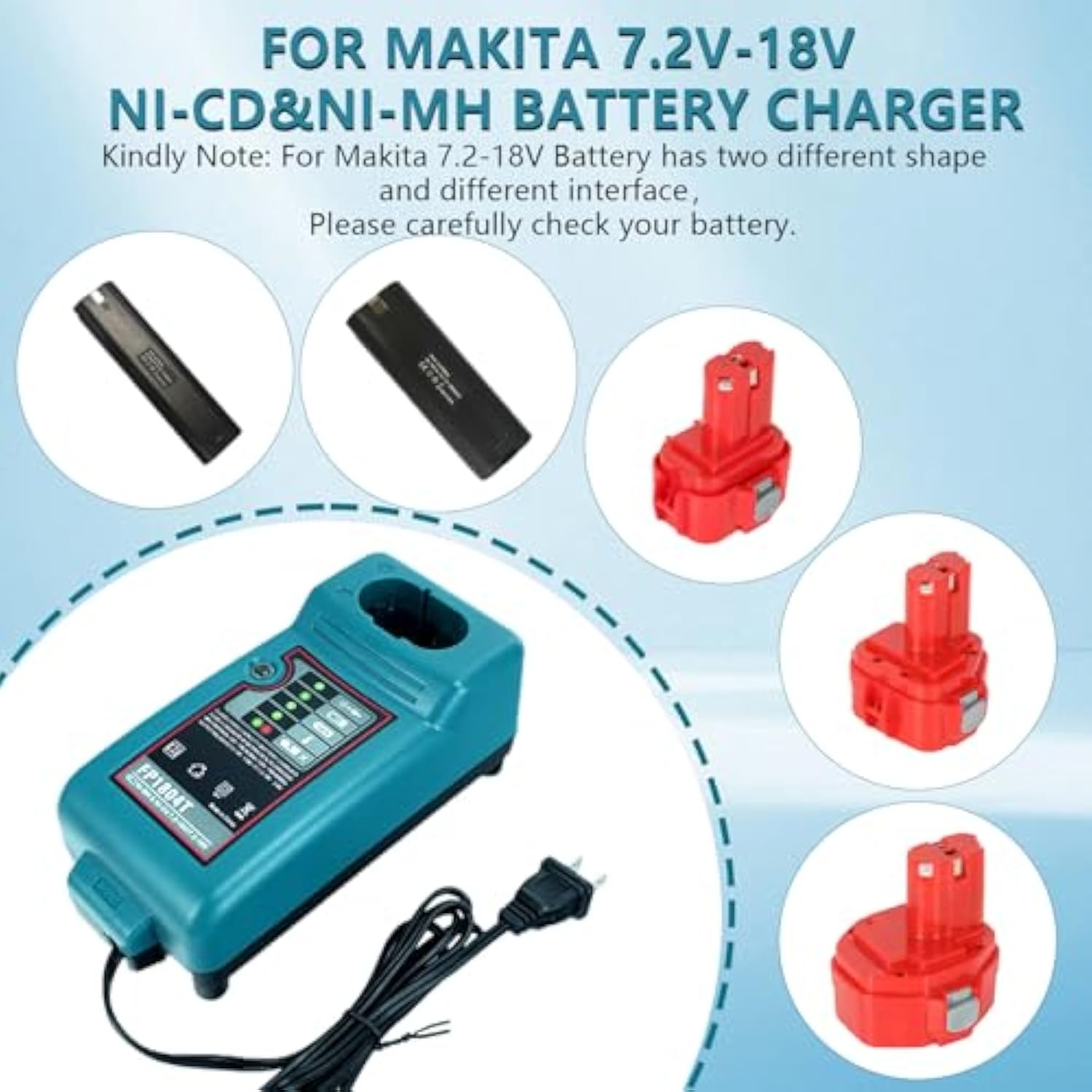 Ni-Cd Ni-Mh Battery Charger Replace For Makita Pa14 1822 1220 1222 1233S Battery 9.6V-18V Replacement Power Tool Battery