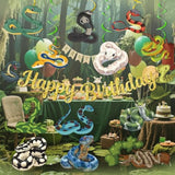 Reptile Birthday Party Decorations, Snake Birthday Banner Hanging Swirls Stickers, Reptile Snake Party Decorations For Boys Girls Animals Jungle Party Favors
