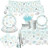 Seashell Beach Theme Party Decorations-142Pcs Beach Seashell Plates And Napkins Ocean Nautical Theme Plates Tableware Seashell Tablecloth For Summer Bash Beach Wedding Birthday Party Supplies