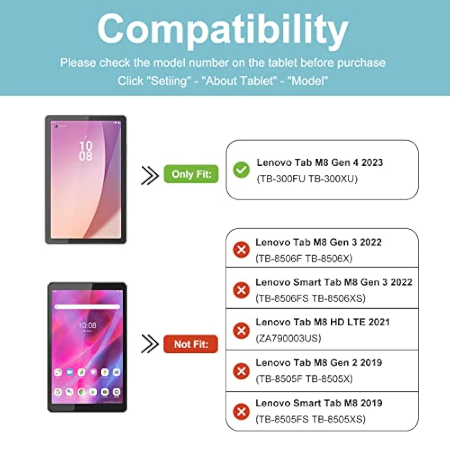 ProCase for Lenovo Tab M8 4th Gen Case 8 Inch 2023 TB-300FU/TB-300XU, Slim Sta