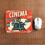 Cinema Poster Square Mousepads Desktop Notebook Mouse Mat Grunge Cinema Movie Projector Theater Mouse Pads For Working And Gaming Office Accessories Desk 9.5X7.9 Inch