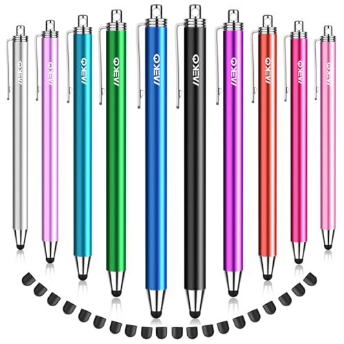 Stylus Pens For Touchscreens, 10 Pack Thin Rubber Tip Stylus Replaceable Tip Feature Bundle W/ 20 Pcs Replacement Tips For Ipad Iphone Tablets Smartphone&All Touch Screen Devices(10 Stylus+20Tips)