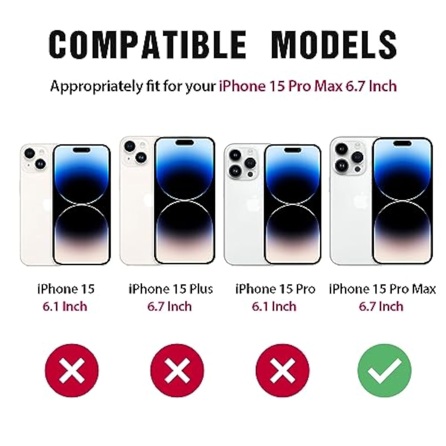 Case For Iphone 15 Pro Max, Slide Camera Cover & Belt Clip Holster & Magnetic 360°Ring Kickstand Military Grade Heavy Duty Protection Cover For Iphone 15 Promax 6.7" - Black