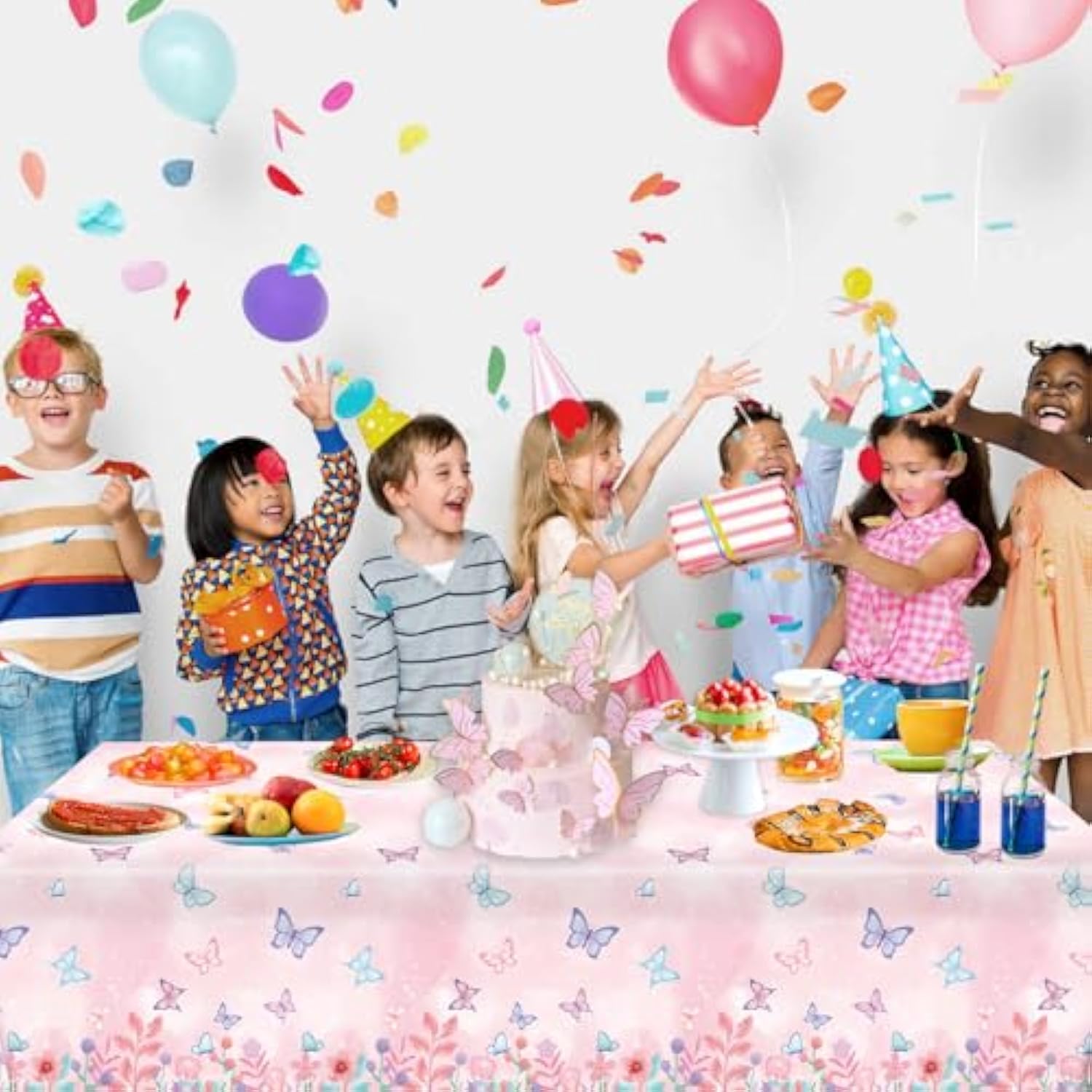 4 Pack Butterfly Tablecloths, Butterfly Birthday Decorations For Kids' & Girls' Birthdays, Disposable Table Covers, 54 X 108 Inche