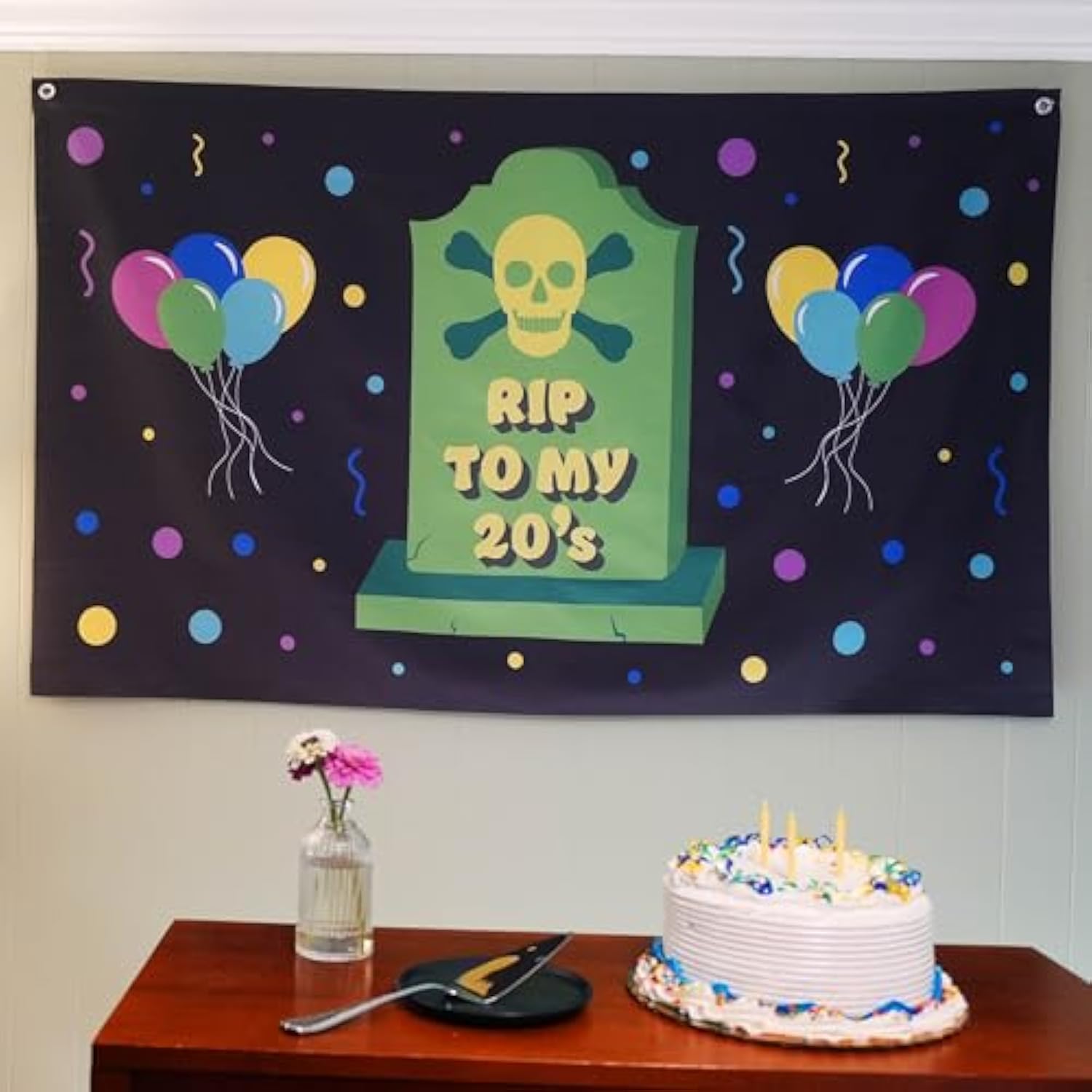 Funny Happy Birthday Banner 60" X 33" – Hilarious Party Decoration For Adults, Gag Gift Décor For Him Or Her – Sarcastic, Bold & Reusable Sign -Rip My 20'S