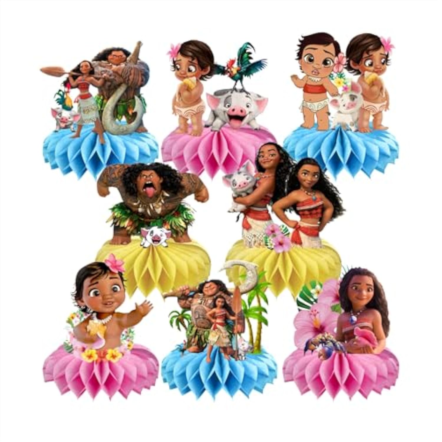 8Pcs Moanana Table Centerpiece Birthday Party Supplies Double Side Table Decorations For Kids Party Decorations