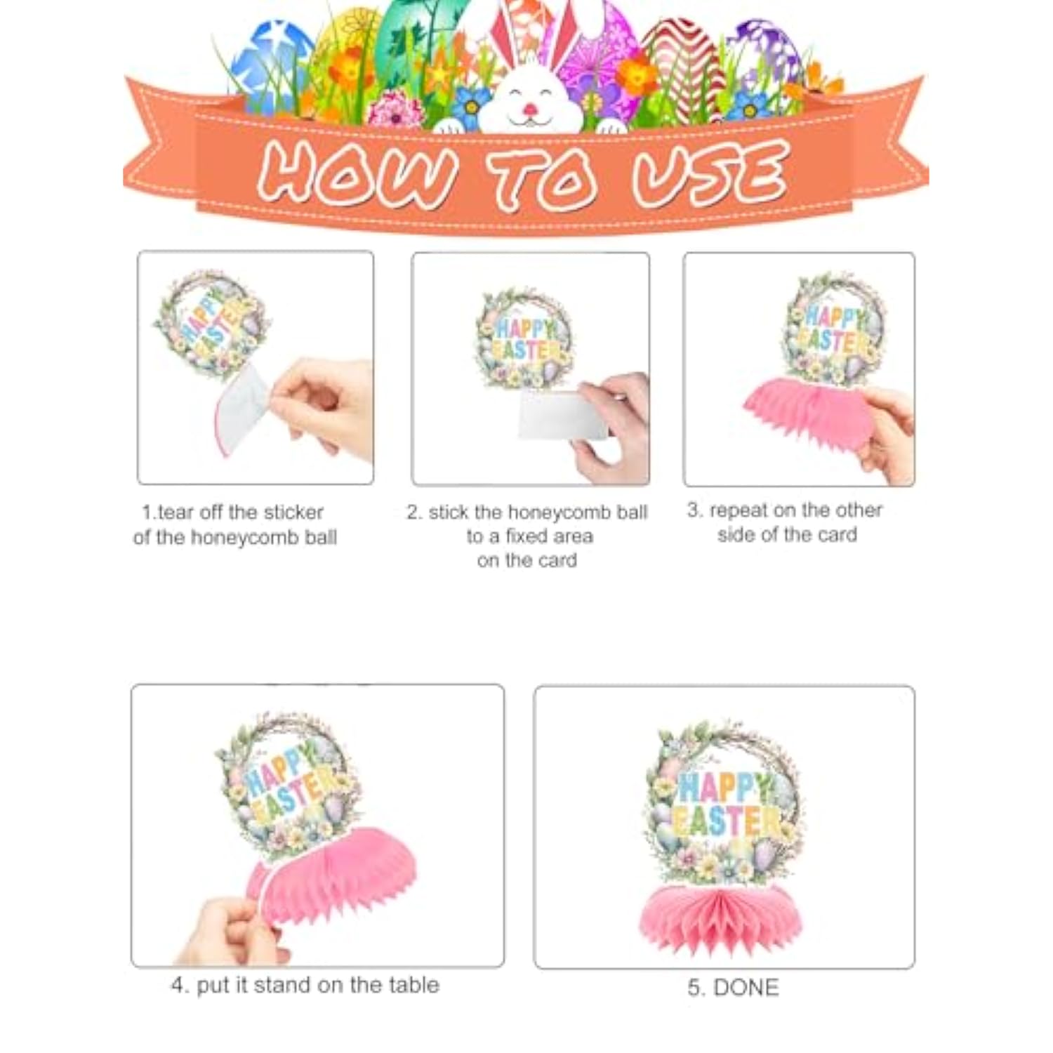 Easter Centerpieces For Tables Decorations, 9 Pcs Happy Easter Honeycomb Centerpieces, 3D Easter Bunny Egg Table Decoration For Easter Party Supplies, Spring Holiday Photo Prop