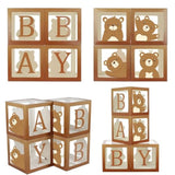 Sweet Baby Teddy Bear Baby Shower Boxes Decorations Clear Blocks 4 Letters Transparent Block We Can Bearly Wait Themed Neutral Backdrop Theme Centerpiece First Birthday Gender Reveal Balloon