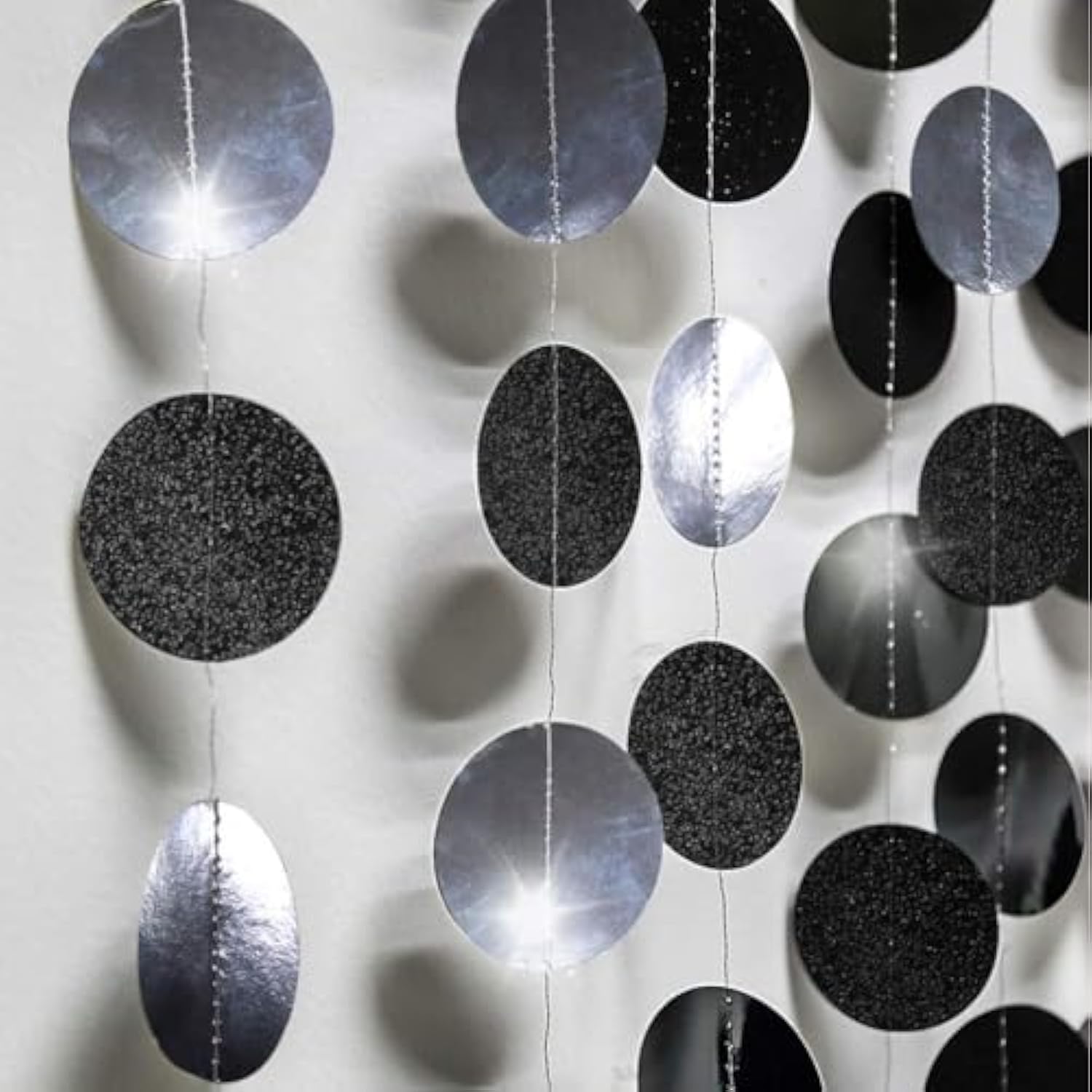 Glitter Rose Gold Black Birthday Party Decorations Dot Garland Circle Streamers Banner Backdrop For Weddings Birthdays Baby Showers Bridal Showers Engagements Parties Decor
