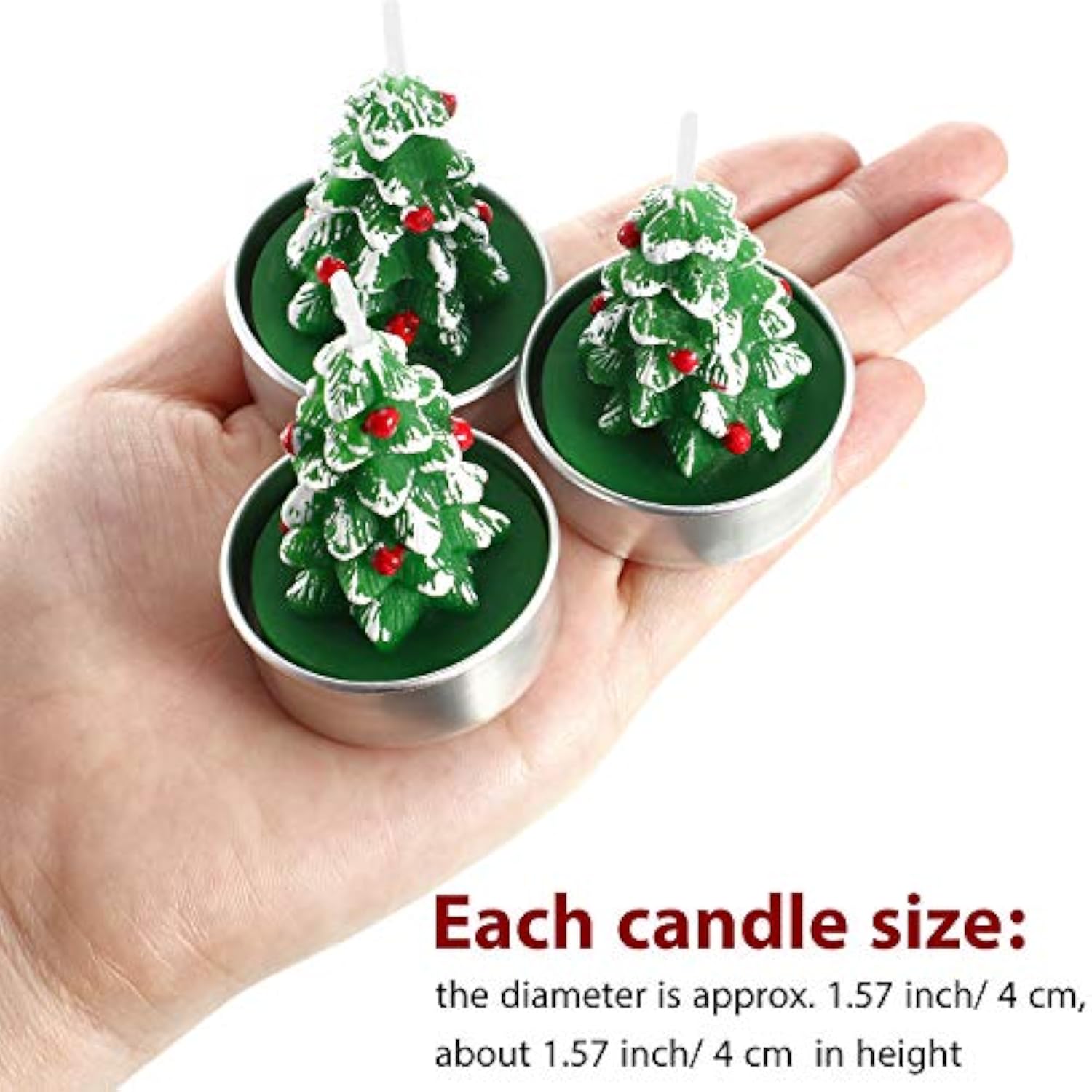 12 Pieces Christmas Tree Tealight Candles Handmade Delicate Tree Candles For Christmas Home Decoration Gifts (Green, White)