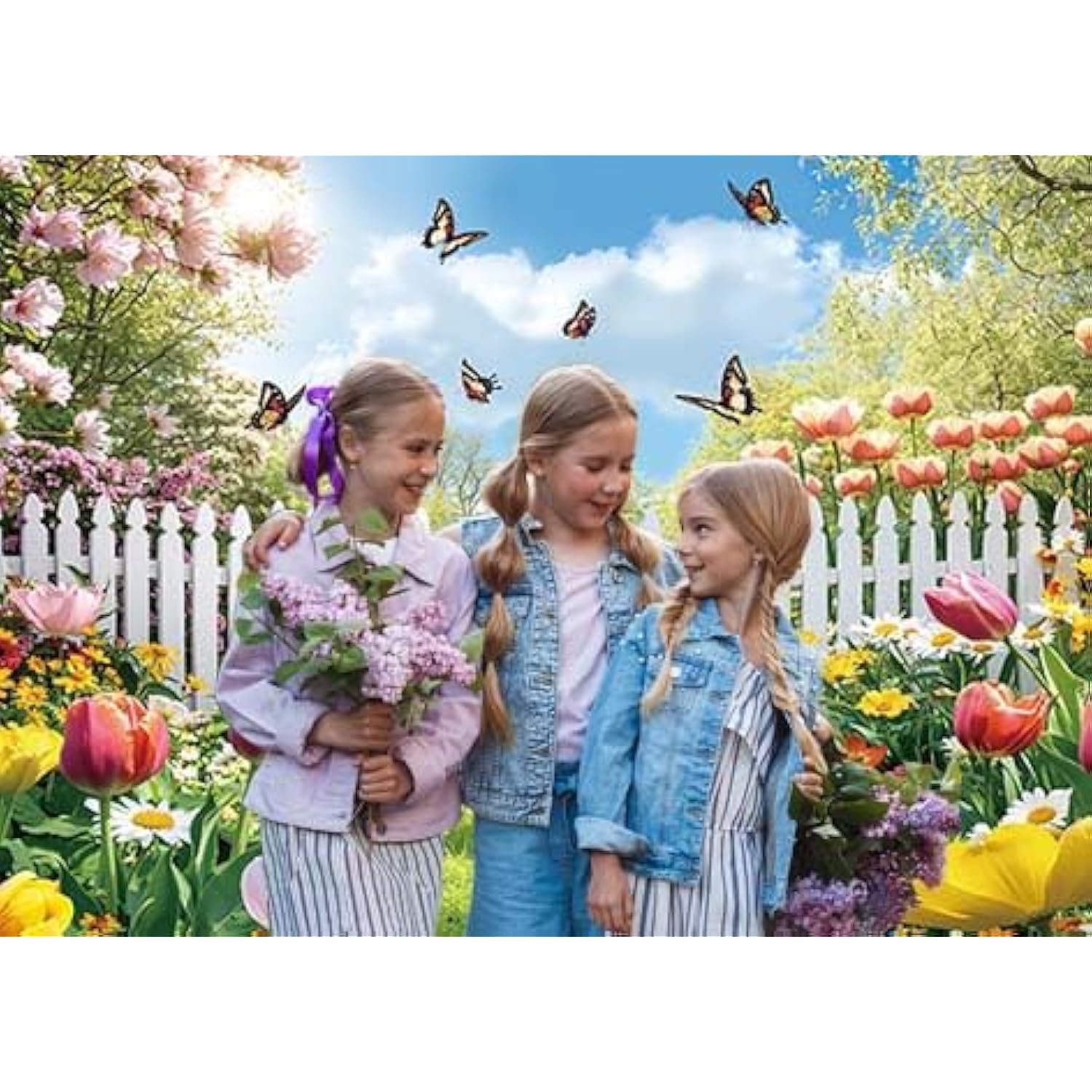 Spring Backdrop Spring Garden Flowers Photography Background Wildflower Yard Scenery Picnic Easter Party Decorations Banner Photo Supplies (82X59Inch(7X5Ft))