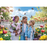 Spring Backdrop Spring Garden Flowers Photography Background Wildflower Yard Scenery Picnic Easter Party Decorations Banner Photo Supplies (82X59Inch(7X5Ft))