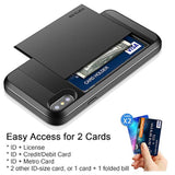 Case For Iphone Xs Max Case Wallet Card Holder Sliding Cover Credit Card Slot Id Pocket Dual Layer Protective Hard Shell Hybrid Tpu Bumper Armor Case For Iphone Xs Max 10S Max (Black)