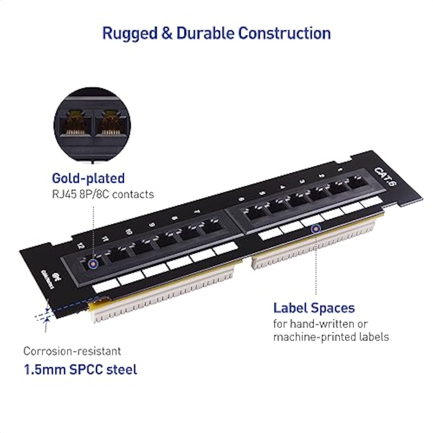 Cable Matters [UL Listed] Mini 12-Port Vertical Patch Panel with 89D Bracket, Compact 10 Inch Patch Panel with 10 Gigabit Ethernet