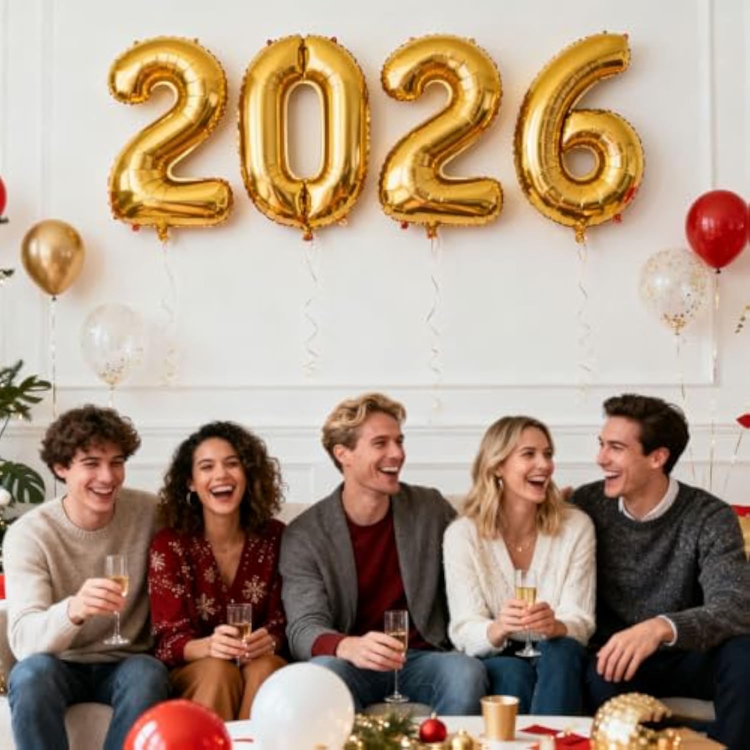 2026 Gold Number Foil Balloons 16in Party Decorations