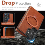 for  Galaxy S25 Ultra Case with Stand Compatible with Magsafe, Slim PU Leather & Rubber Drop Proof Magnetic Kickstand Protective Phone Cases