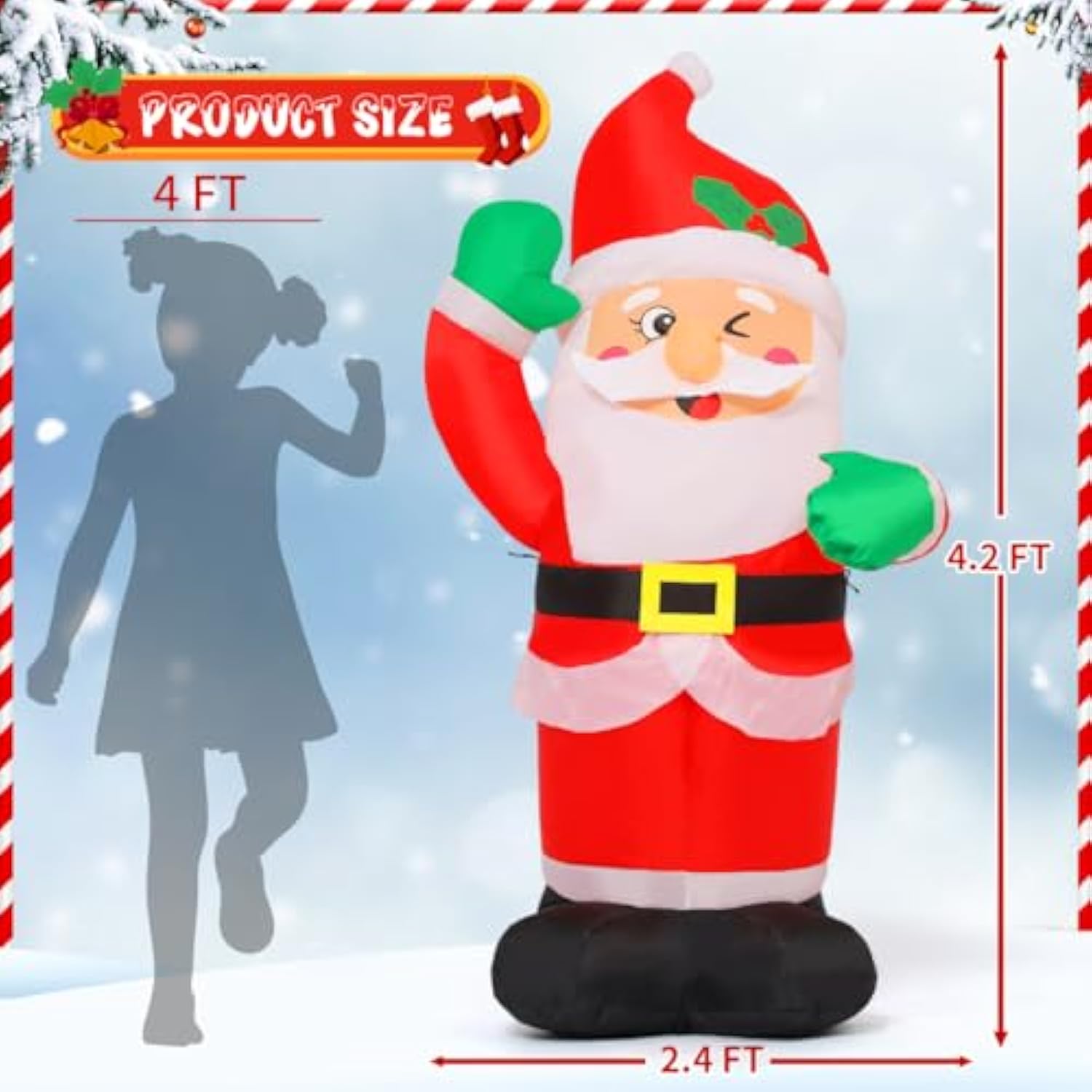 4.2 Ft Christmas Inflatables Santa Claus Outdoor Decorations Xmas Blow Up With Built-In Leds For Indoor Yard Lawn Garden