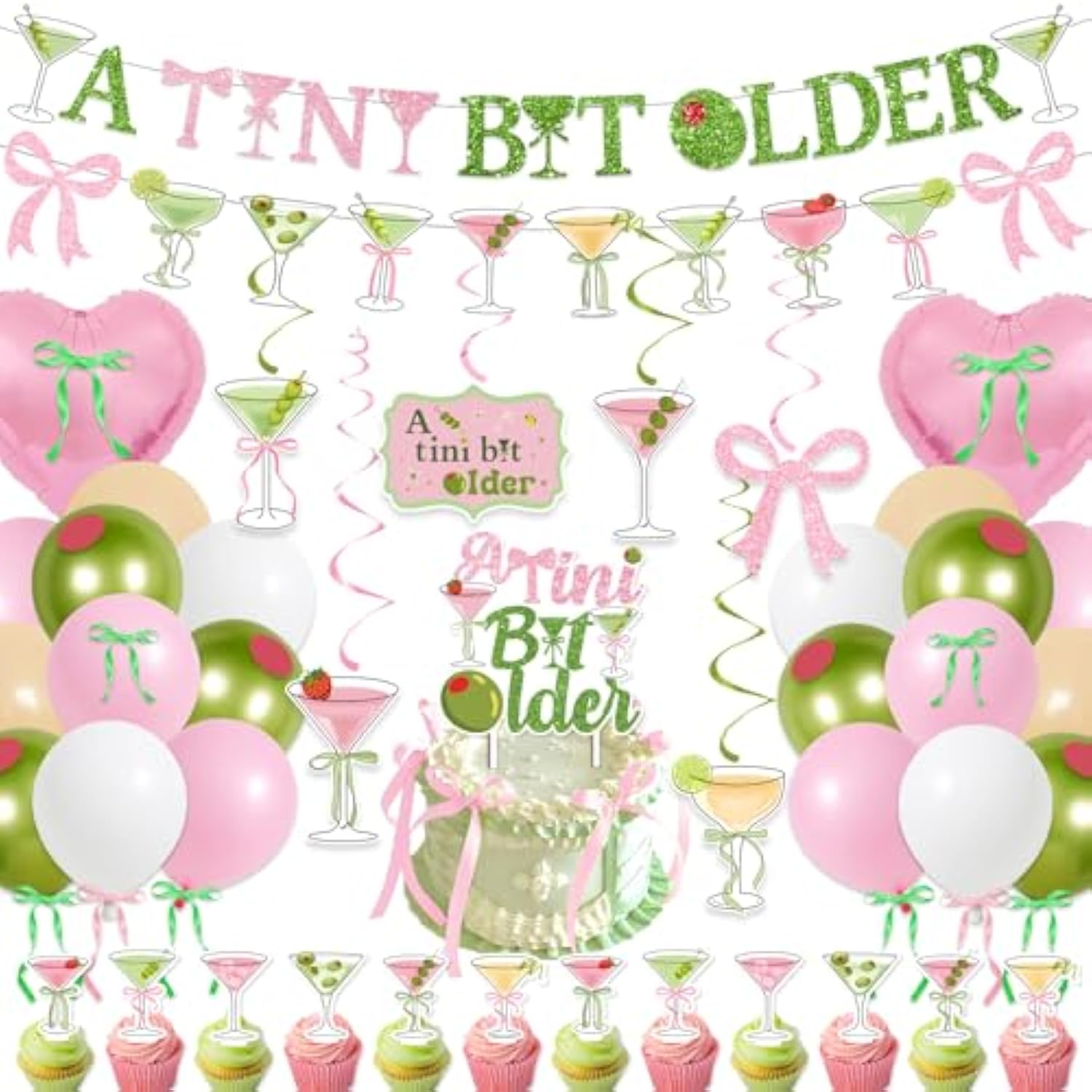 63 Pcs Espresso Martini Party Decorations, Glitter Banner, Cake Topper, Balloons