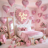 12 Pcs Heart Balloons, 18 Inch Pink Heart Shaped Balloons, Big Helium Balloon,Love Foil Balloon For Wedding Baby Shower Anniversary Backdrop Valentine Party Decoration