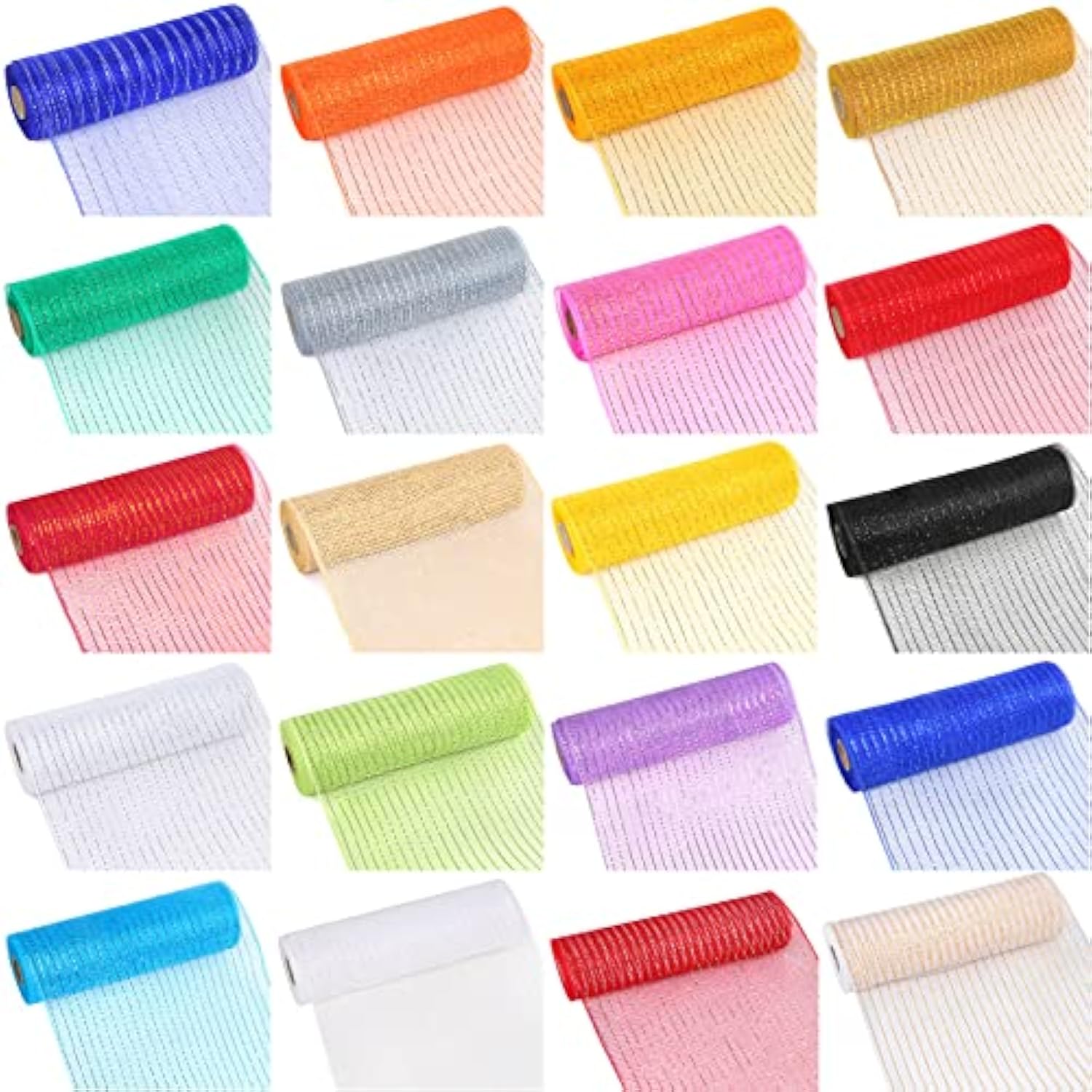 Deco Mesh 5.9 Inch X 30 Feet Deco Poly Mesh Ribbon With Metallic Foil
